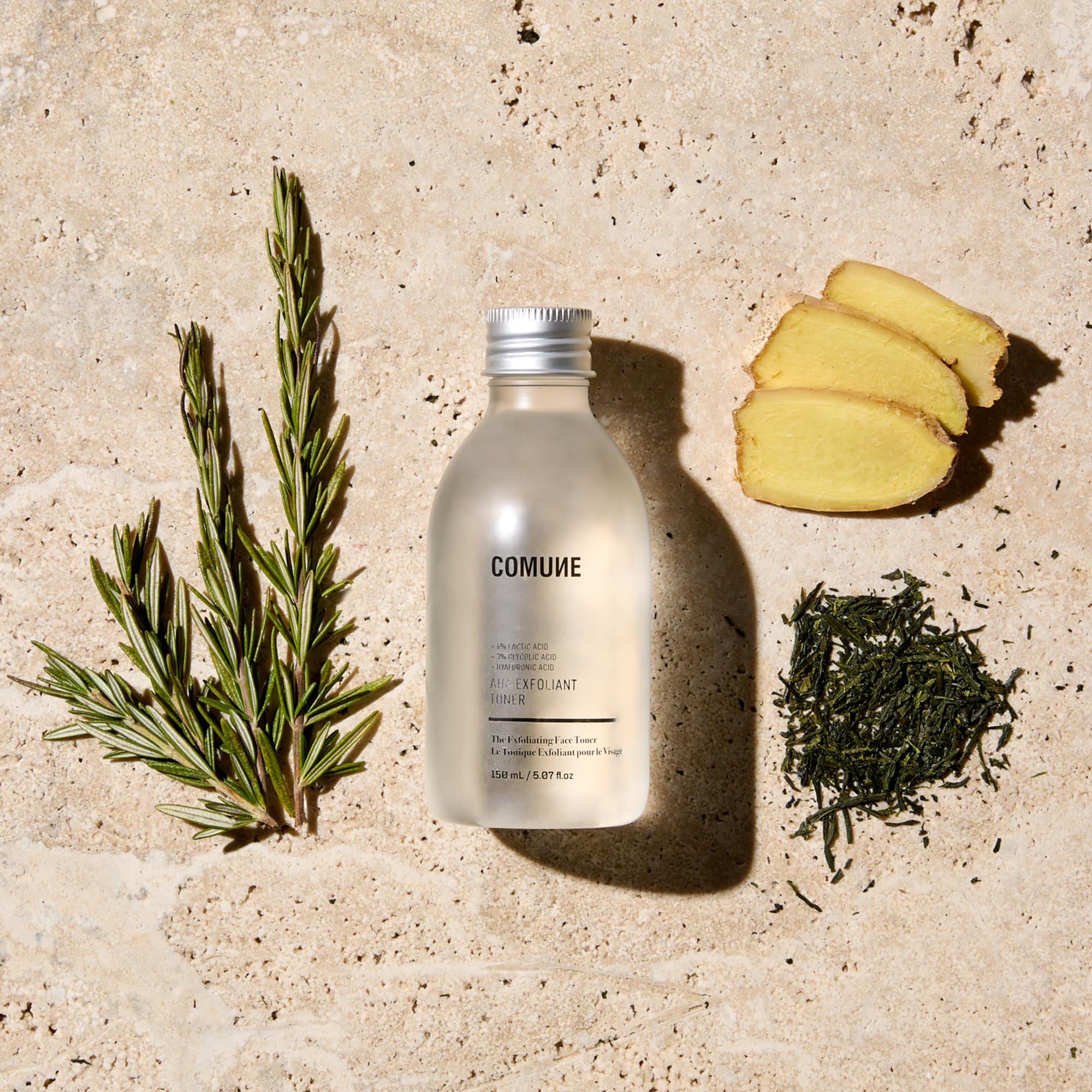 COMUNE AHA Exfoliant Toner — 6% Lactic Acid, 3% Glycolic Acid, Hyaluronic Acid | Gentle Exfoliation & Hydration