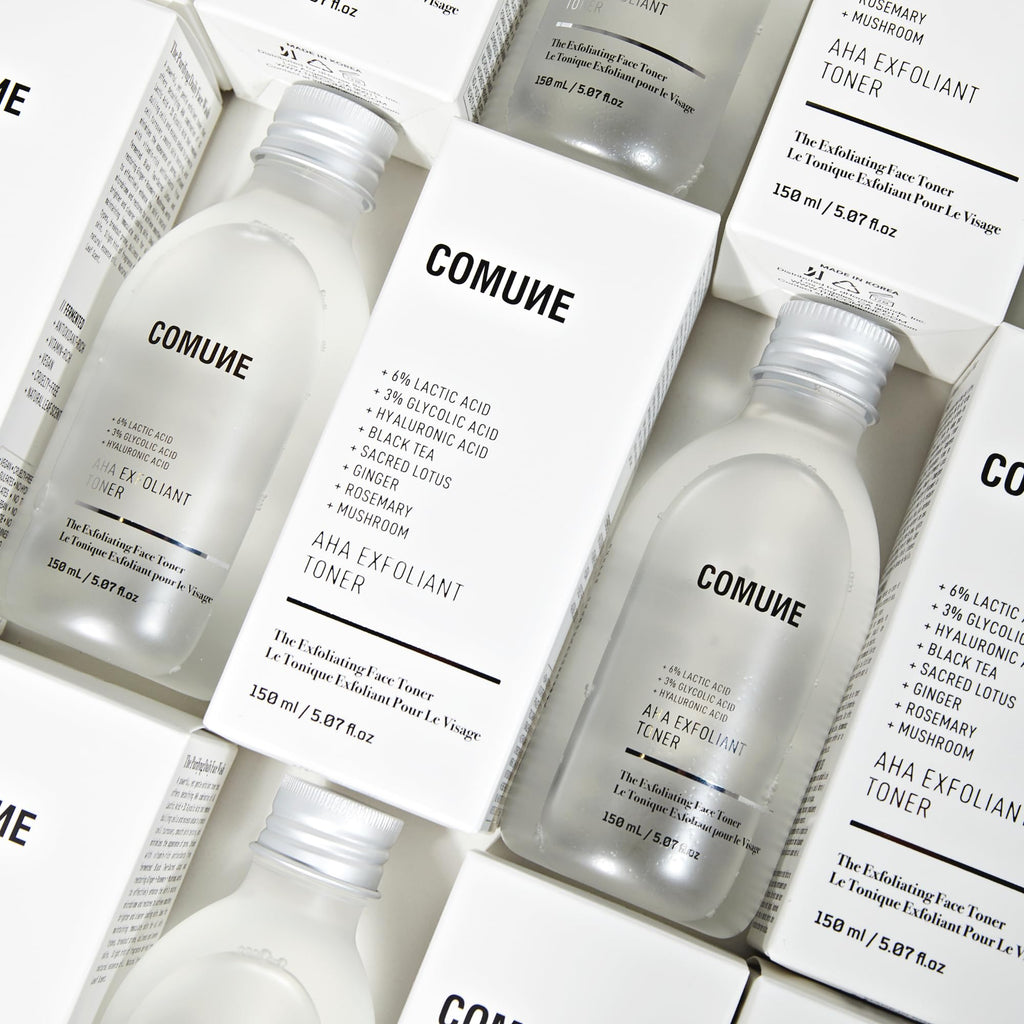 COMUNE AHA Exfoliant Toner — 6% Lactic Acid, 3% Glycolic Acid, Hyaluronic Acid | Gentle Exfoliation & Hydration