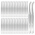 CONEHOY 36 Pcs Stainless Steel Tweezers – Curved Serrated Tip Multipurpose Forceps