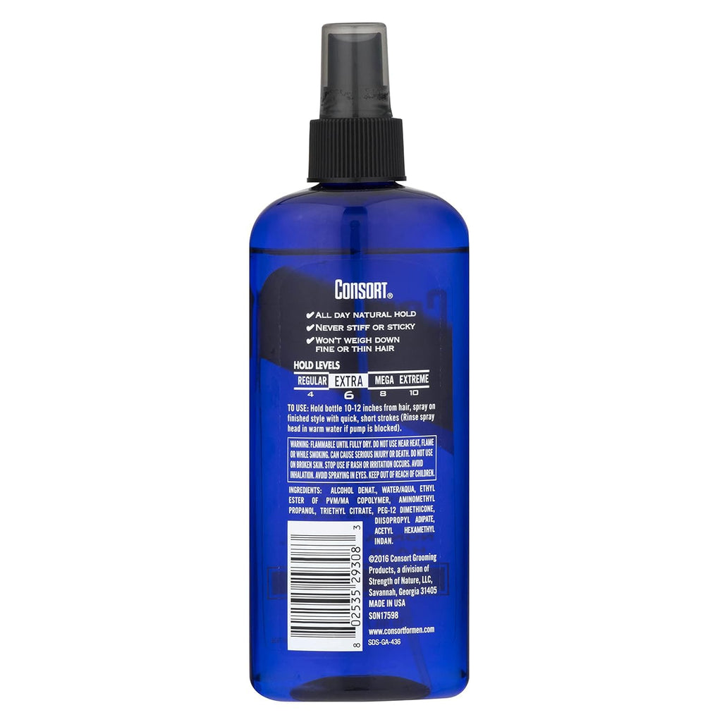 Consort Hair Spray 8 Oz Unscented X-Hold Pump – Non-Aero (Pack of 2)