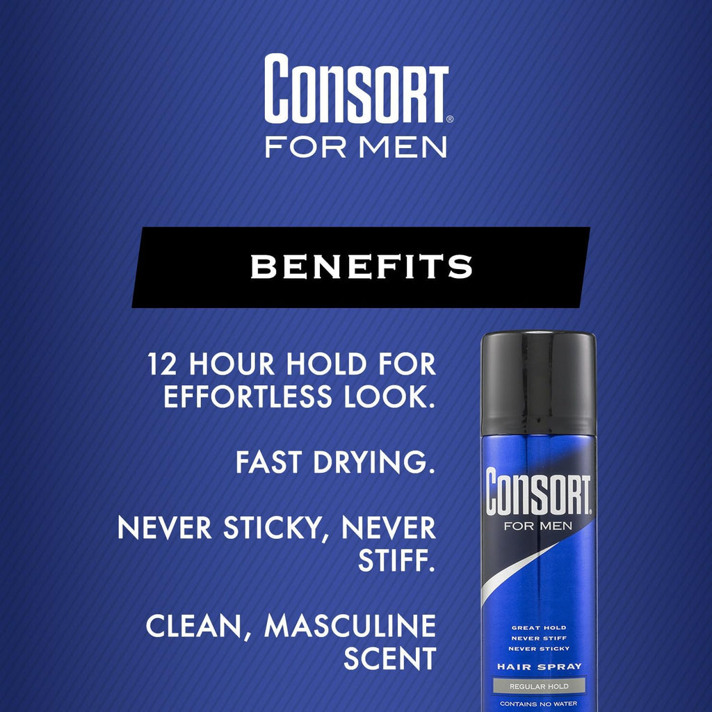 Consort Hair Spray 8.3 oz Regular Hold Aerosol – Pack of 3