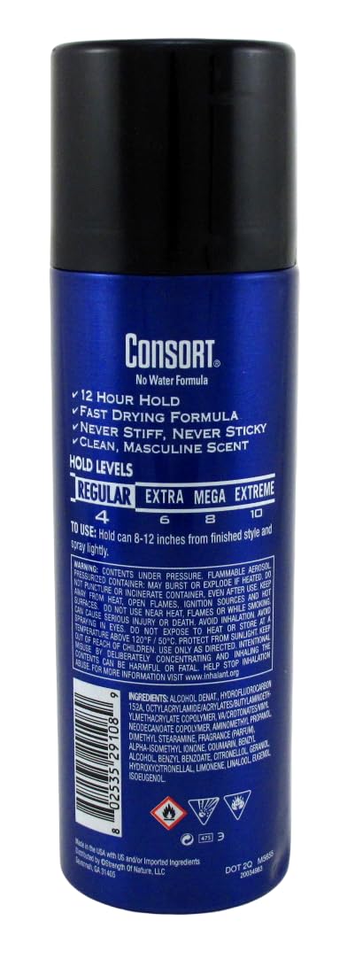 Consort Hair Spray 8.3 oz Regular Hold Aerosol – Pack of 3