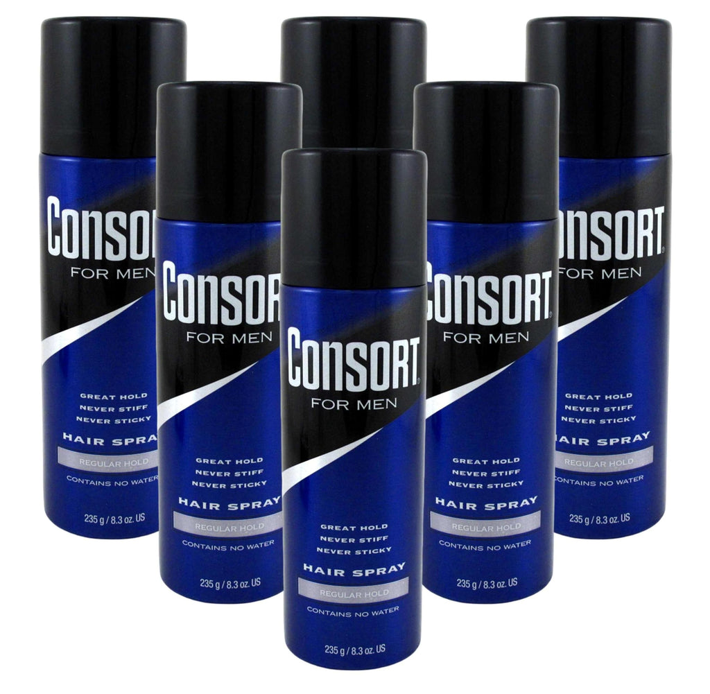Consort Hair Spray Regular Hold Aerosol, 8.3 oz (235 ml) per can, Pack of 6