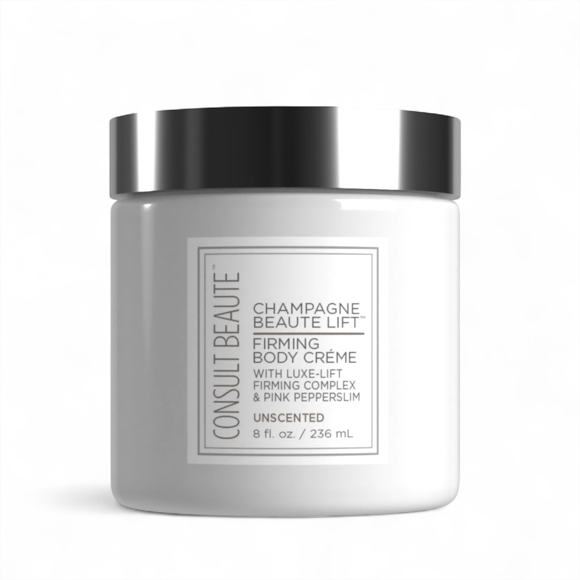 Consult Beaute Unscented Champagne Lift Hydrating Firming Body Cream with Pink PepperSlim – Tightens Crepey Skin & Hydrates Arms & Legs (8 oz)