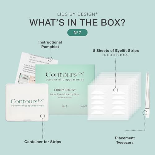 Contours Rx Lids by Design – Assorted Instant Eyelid Lift Strips N°4–N°7 (80 Count) | Non-Surgical, Transparent Eyelid Tape