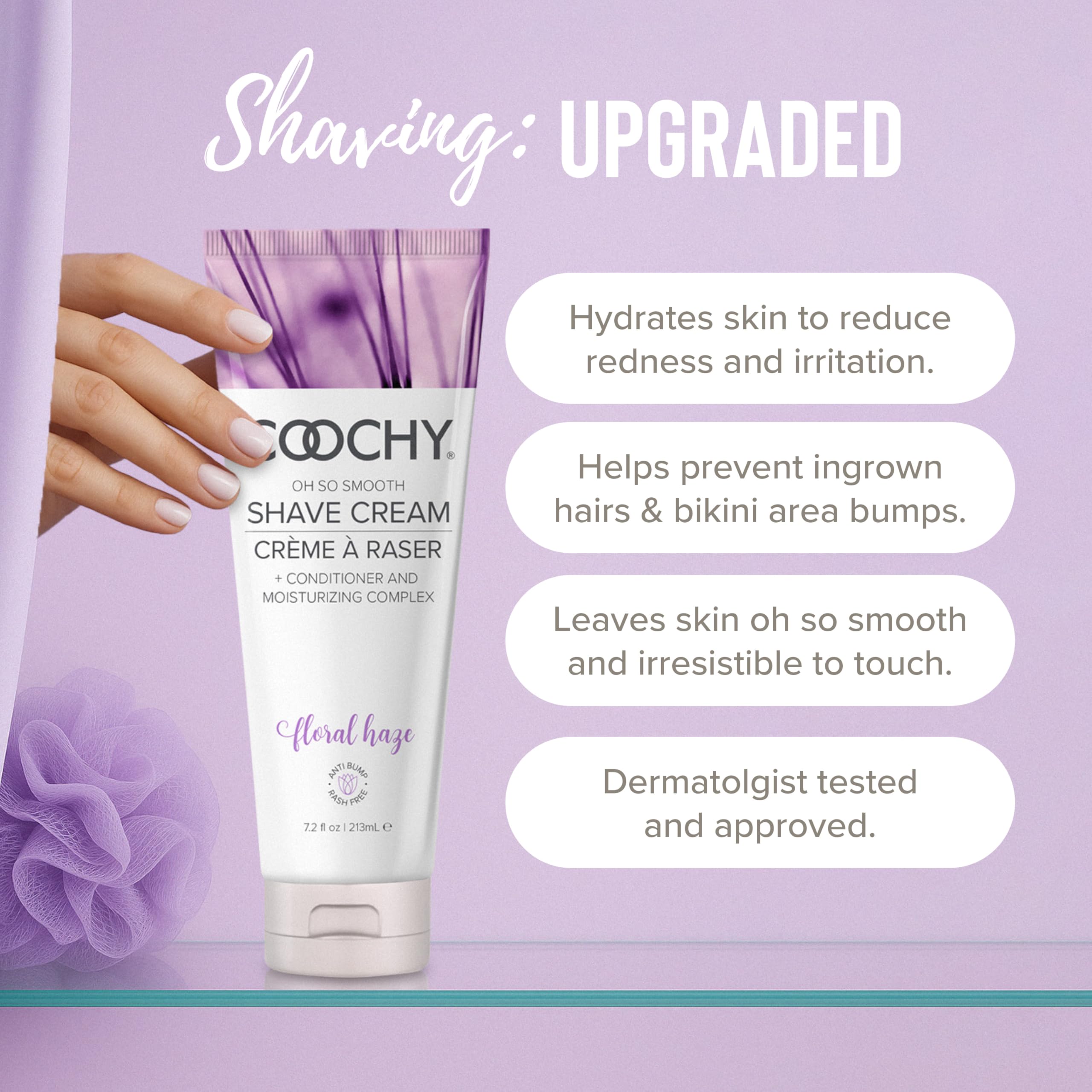 Coochy Shave Cream - Moisturizing, Gentle Intimate Shave Lotion | Floral Haze 32 oz