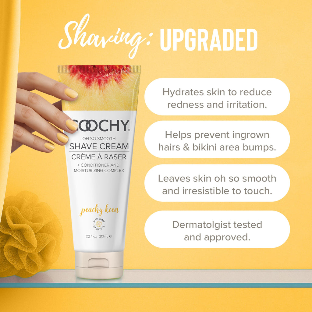 Coochy Shave Cream - Moisturizing Shave Lotion for Bikini, Underarms, Legs | Peachy Keen, 7.2 oz