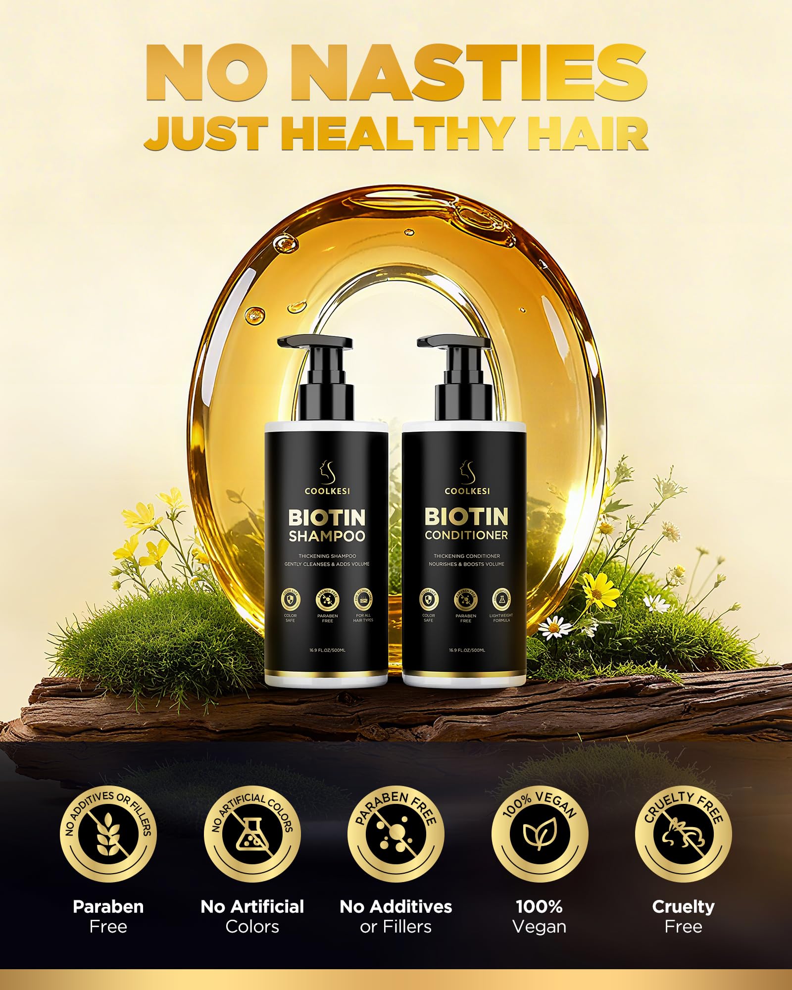 COOLKESI Tripeptide Biotin Hair Growth Shampoo & Conditioner Set – Onion Anti-Loss, Volumizing & Moisturizing Treatment