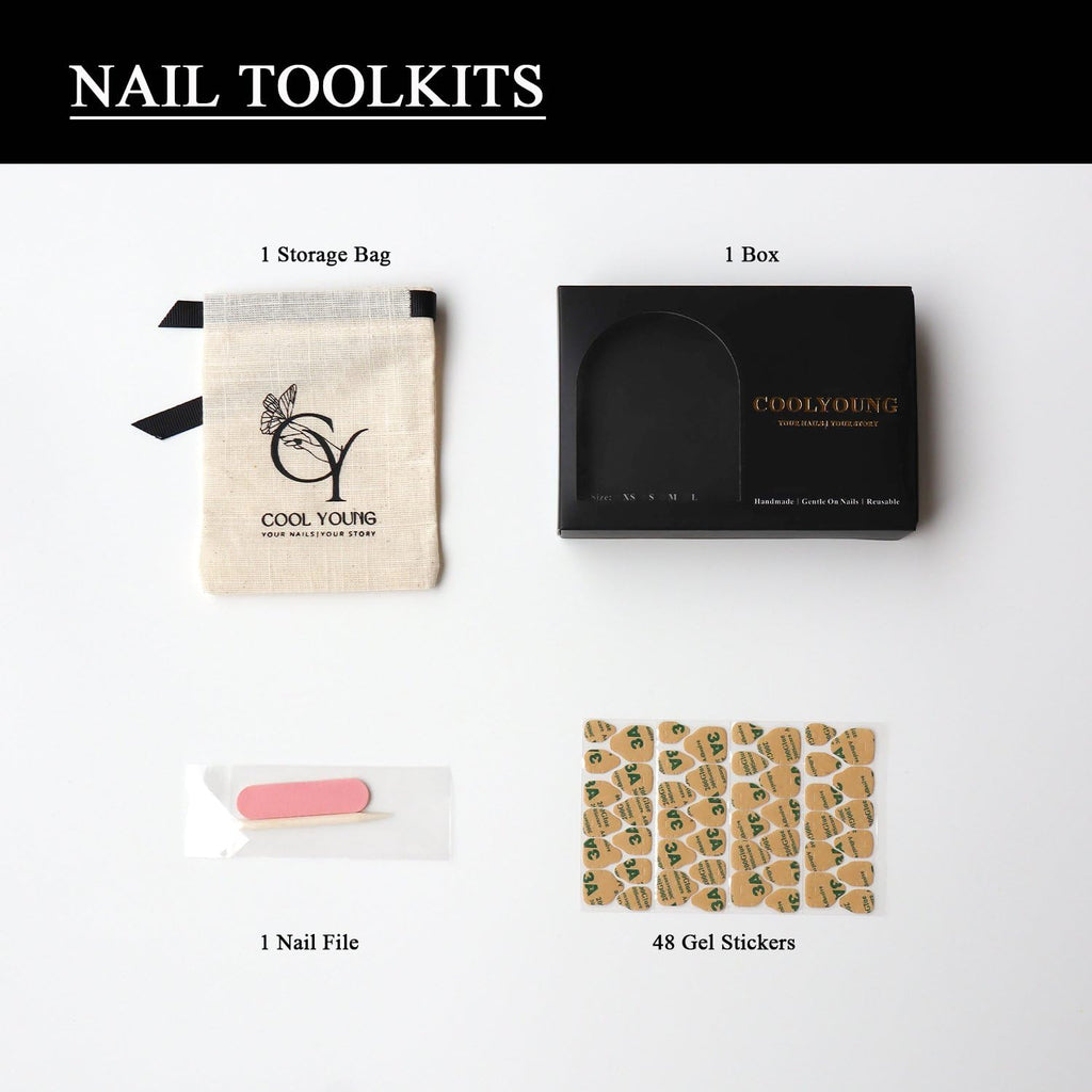 COOLYOUNG Short Square Press On Nails – Handmade Blue Acrylic, 10-Piece Set (Size S)