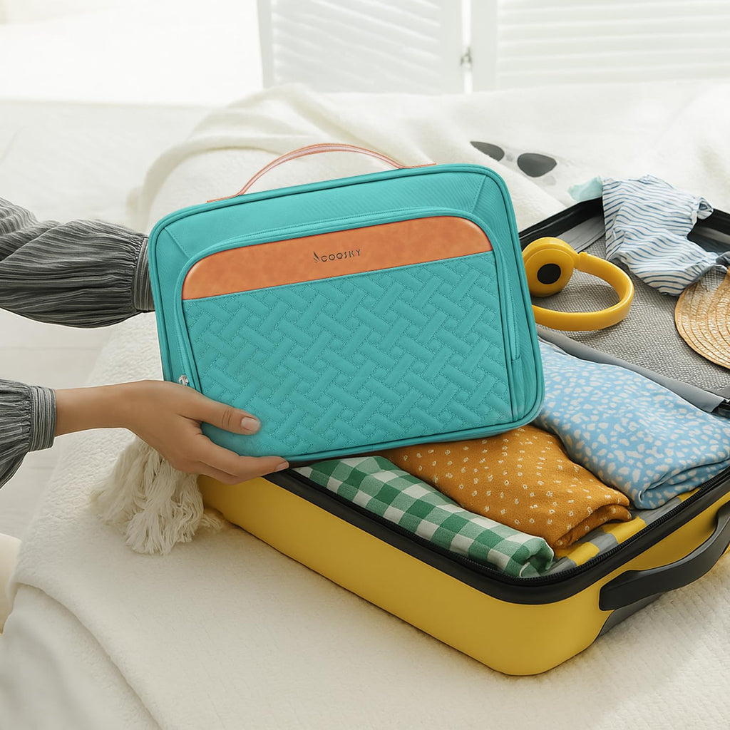 COOSKY Travel Hanging Toiletry Bag with Jewelry Organizer – Extra Large, Waterproof, Blue