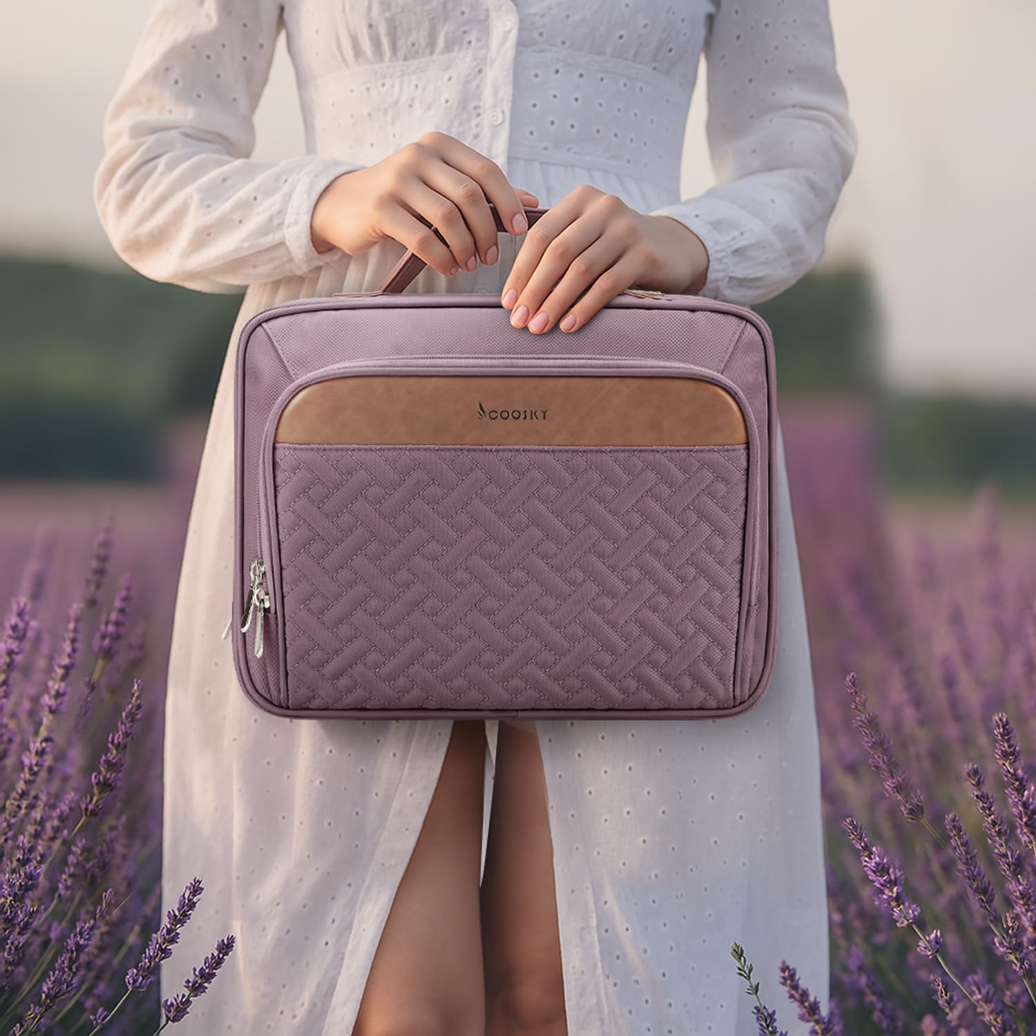 COOSKY Travel Hanging Toiletry Bag for Women – Extra-Large, Waterproof, Jewelry Organizer | Dark Purple