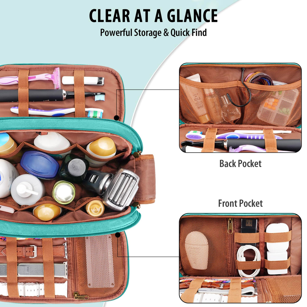 COOSKY Lake Blue Travel Toiletry Bag – Large Hanging Organizer for Men & Women
