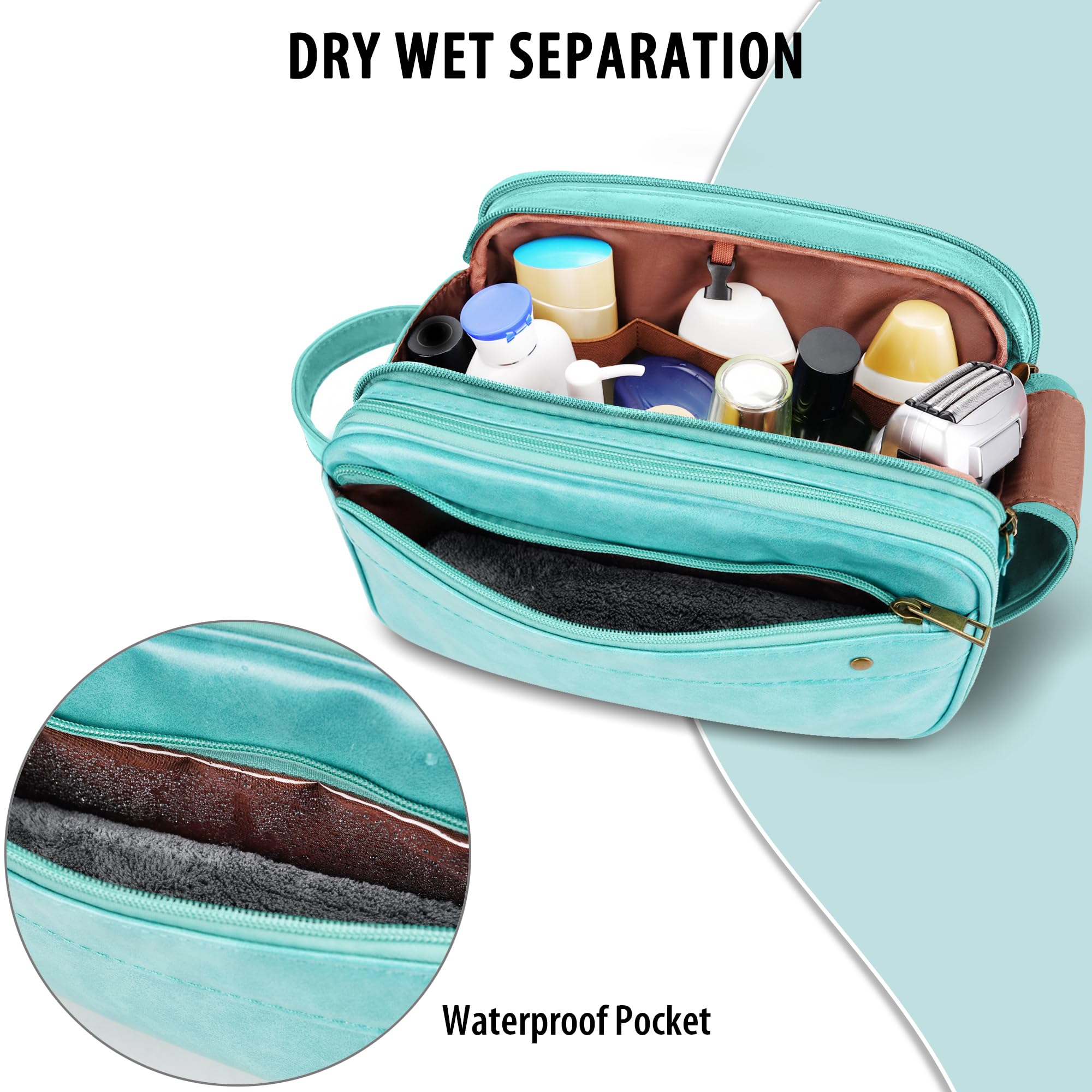 COOSKY Lake Blue Travel Toiletry Bag – Large Hanging Organizer for Men & Women