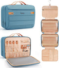 COOSKY Women's Hanging Toiletry Bag — Waterproof Travel Organizer with Jewelry Storage, Large Capacity, Blue