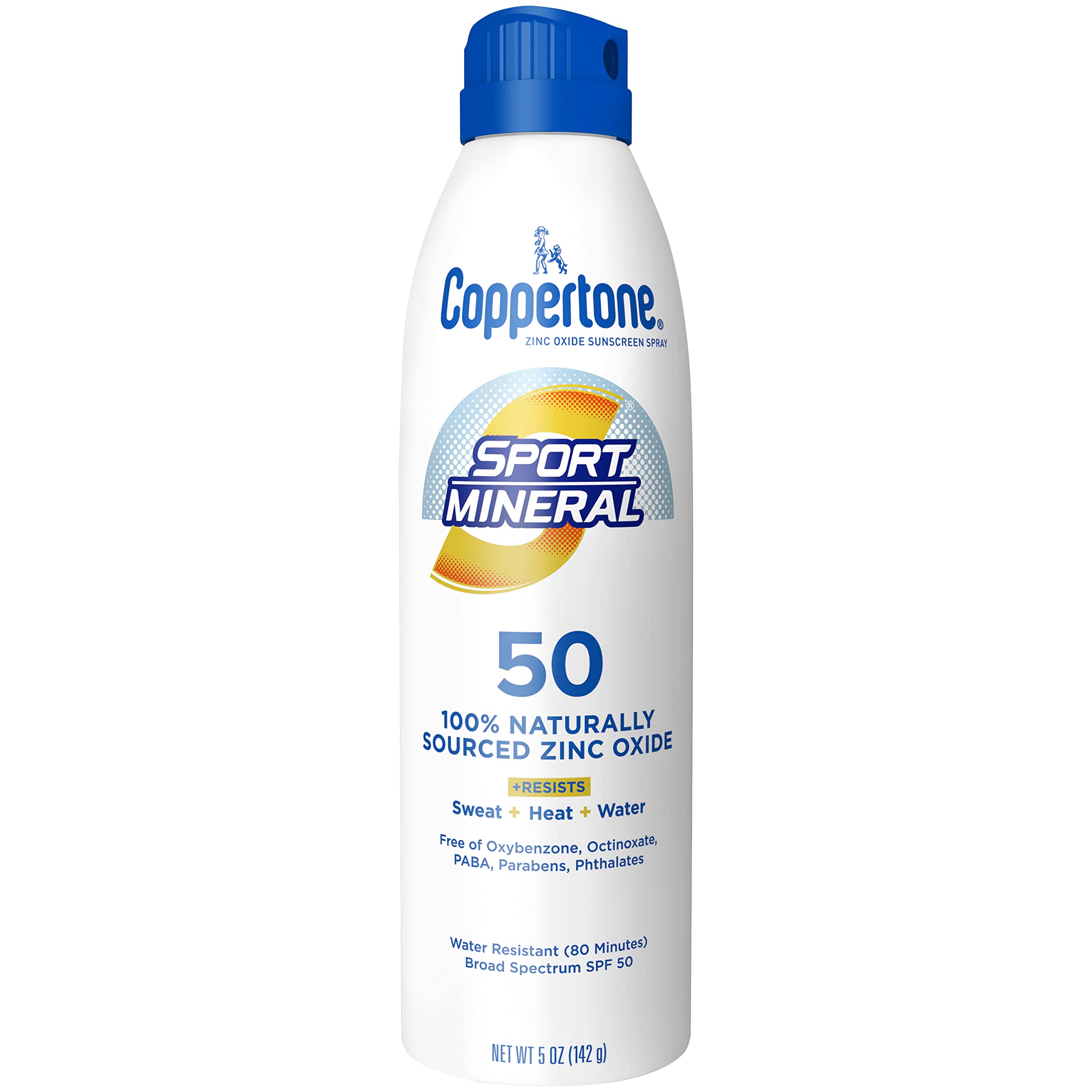 Coppertone SPORT Mineral SPF 50 Spray – 5oz, Zinc Oxide, Water Resistant