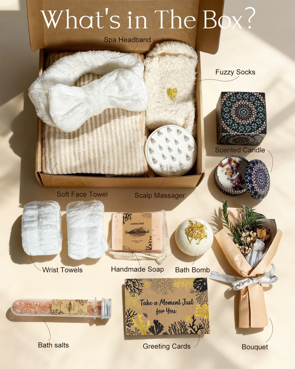 Coralogo Natural Spa Gift Baskets – 11-Piece Self-Care Gift Set for Women