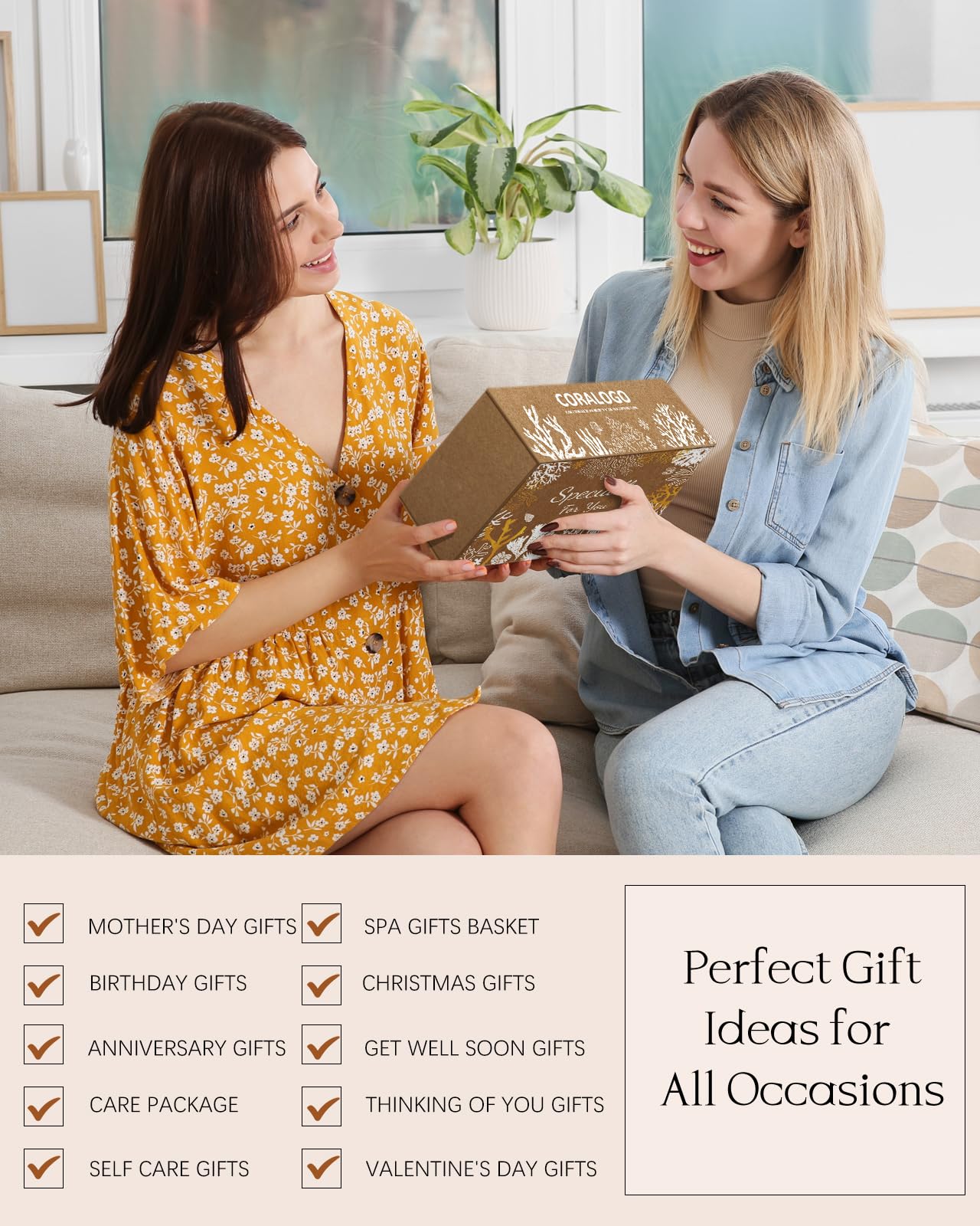 Coralogo Natural Spa Gift Baskets – 11-Piece Self-Care Gift Set for Women