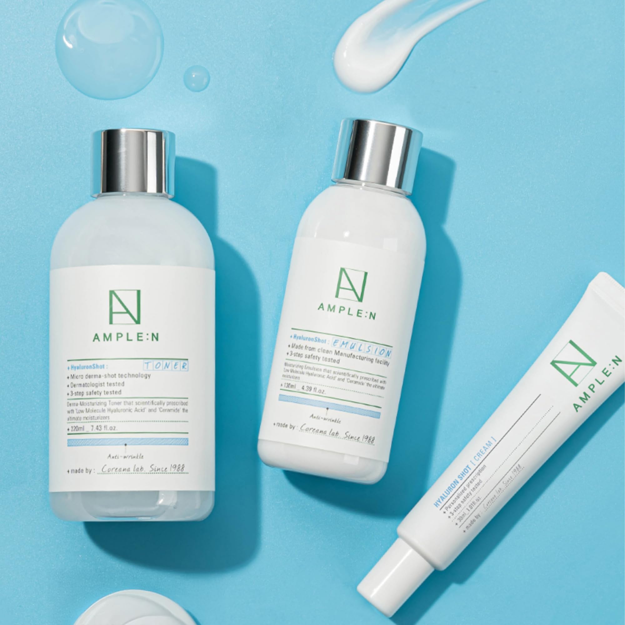 CORÉANA AMPLE:N Hyaluron Shot Emulsion – Deep Hydration + Skin Barrier Support, 4.39 fl oz