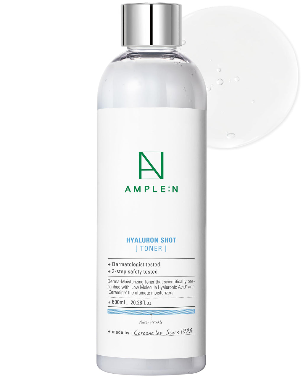 CORÉANA Ample:N Hyaluron Shot Toner – Hydrating Korean Hyaluronic Acid & Ceramide Toner