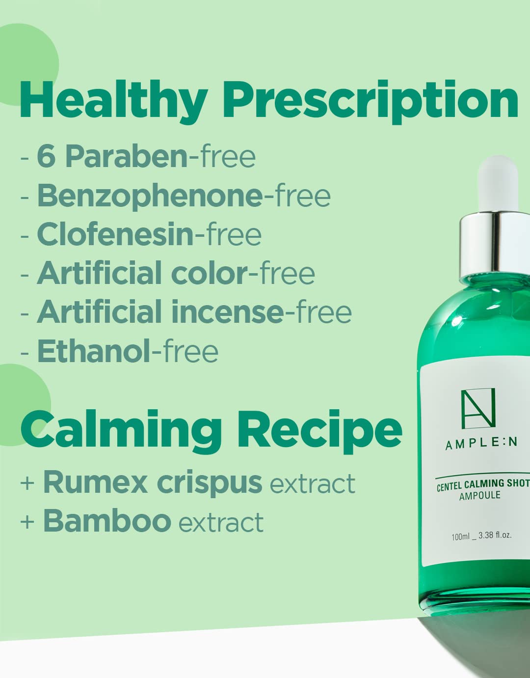 CORÉANA AMPLE:N Centel Calming Shot Ampoule – Soothing Centella Serum for Sensitive Skin