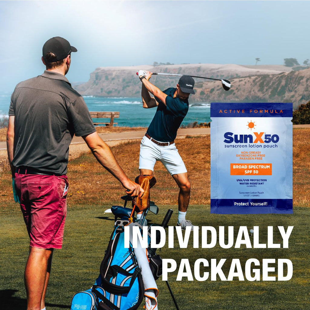 CoreTex Sun X 50 SPF Packets - 15-Pack with Travel Bag, 80-Minute Water Resistant, Reef Safe