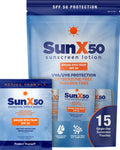 CoreTex Sun X 50 SPF Packets - 15-Pack with Travel Bag, 80-Minute Water Resistant, Reef Safe