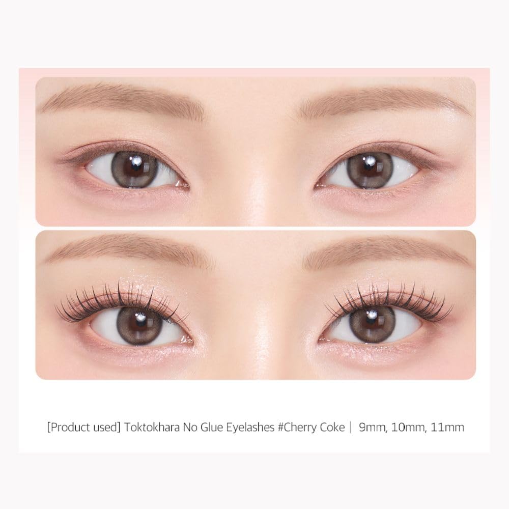 CORINGCO Toktok Hara Light Self-Adhesive False Eyelashes – Cherry Coke Light, 9–11mm, No Glue Needed, Reusable