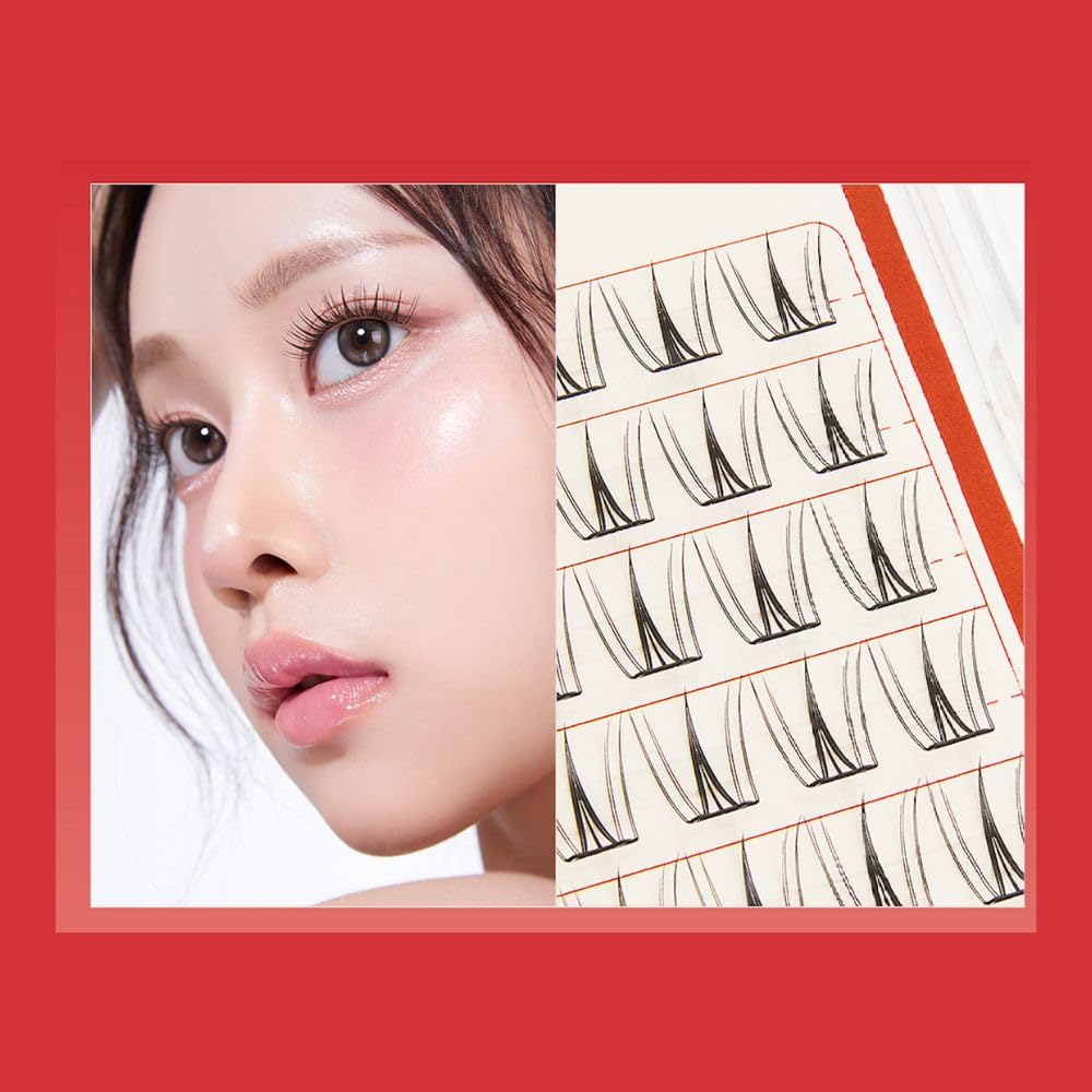 CORINGCO Toktok Hara Light Self-Adhesive False Eyelashes – Cherry Coke Light, 9–11mm, No Glue Needed, Reusable