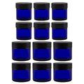 Cornucopia Brands Combination 12 Pack: Cobalt Blue Glass Cosmetic Jars with Lids (1oz & 2oz)