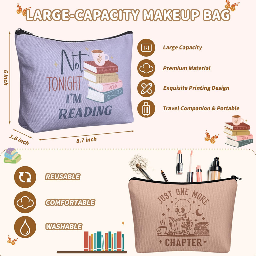 Cosblank 24 Pcs Book Club Gifts Makeup Bags for Women – 8.7 x 6 Inch Bookish Pouches