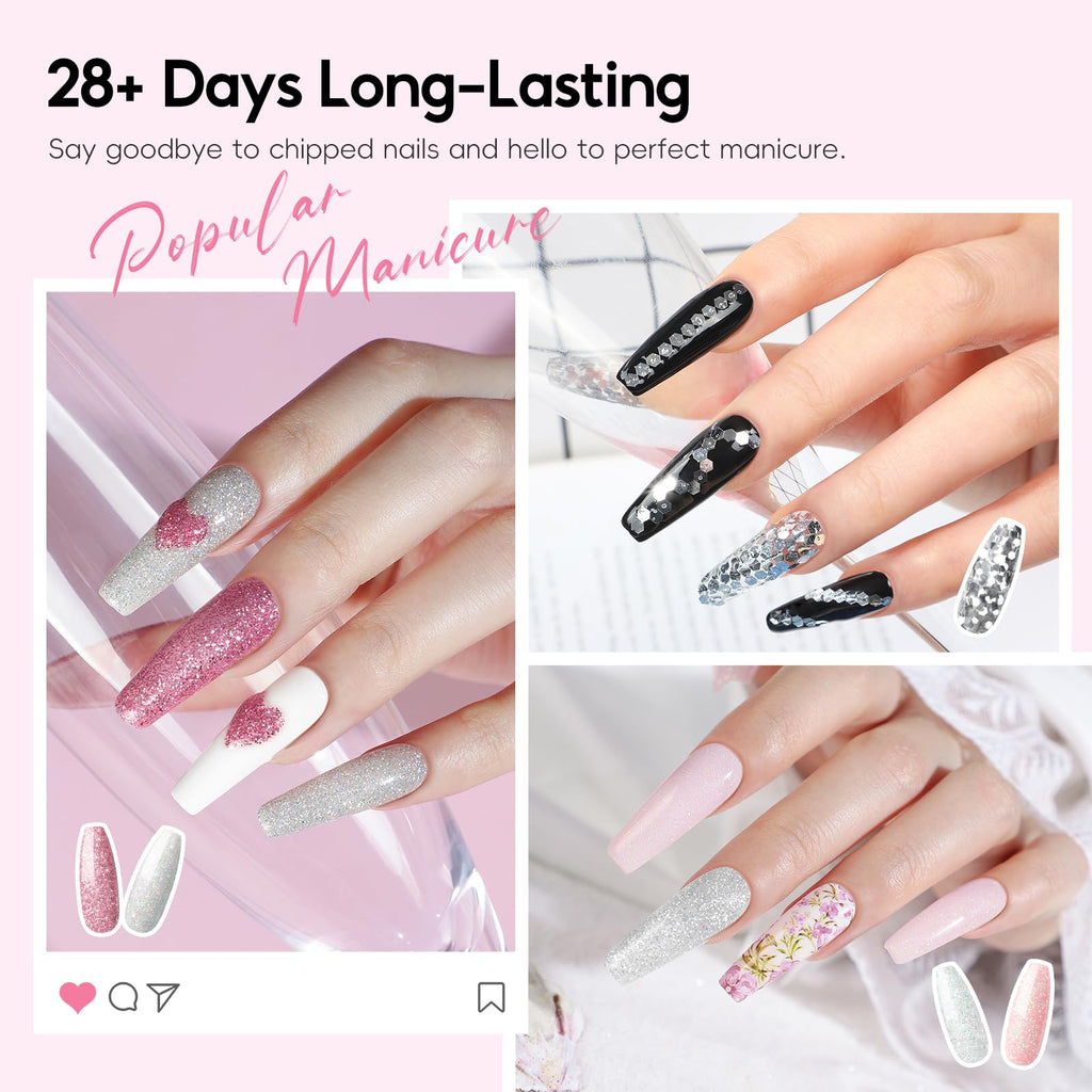 COSCELIA 58PCS Acrylic Nail Kit for Beginners | Complete Home Salon Set with UV Lamp, Drill & 24 Glitter Powders