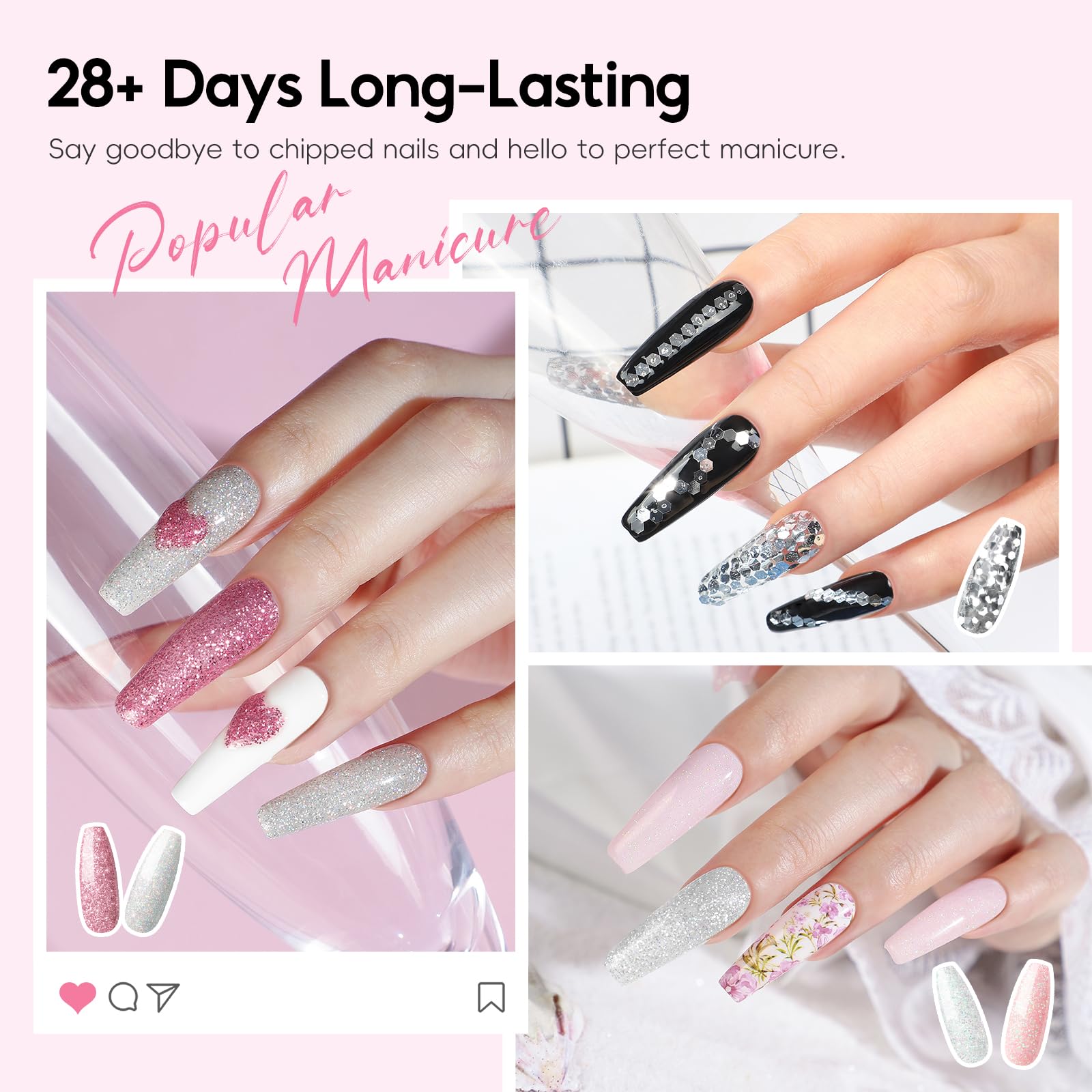 COSCELIA 58PCS Acrylic Nail Kit for Beginners | Complete Home Salon Set with UV Lamp, Drill & 24 Glitter Powders