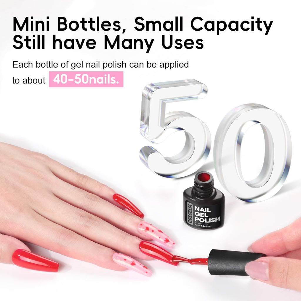 COSCELIA 40PCS Gel Nail Polish Set – 36 Winter Colors with Matte & Glossy Finishes, Base & Top Coat