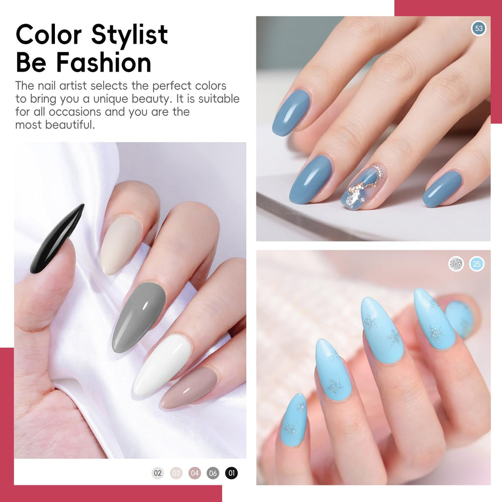 COSCELIA 40pc Gel Nail Polish Set – 35 Colors + Base & Top Coats for At-Home Manicures