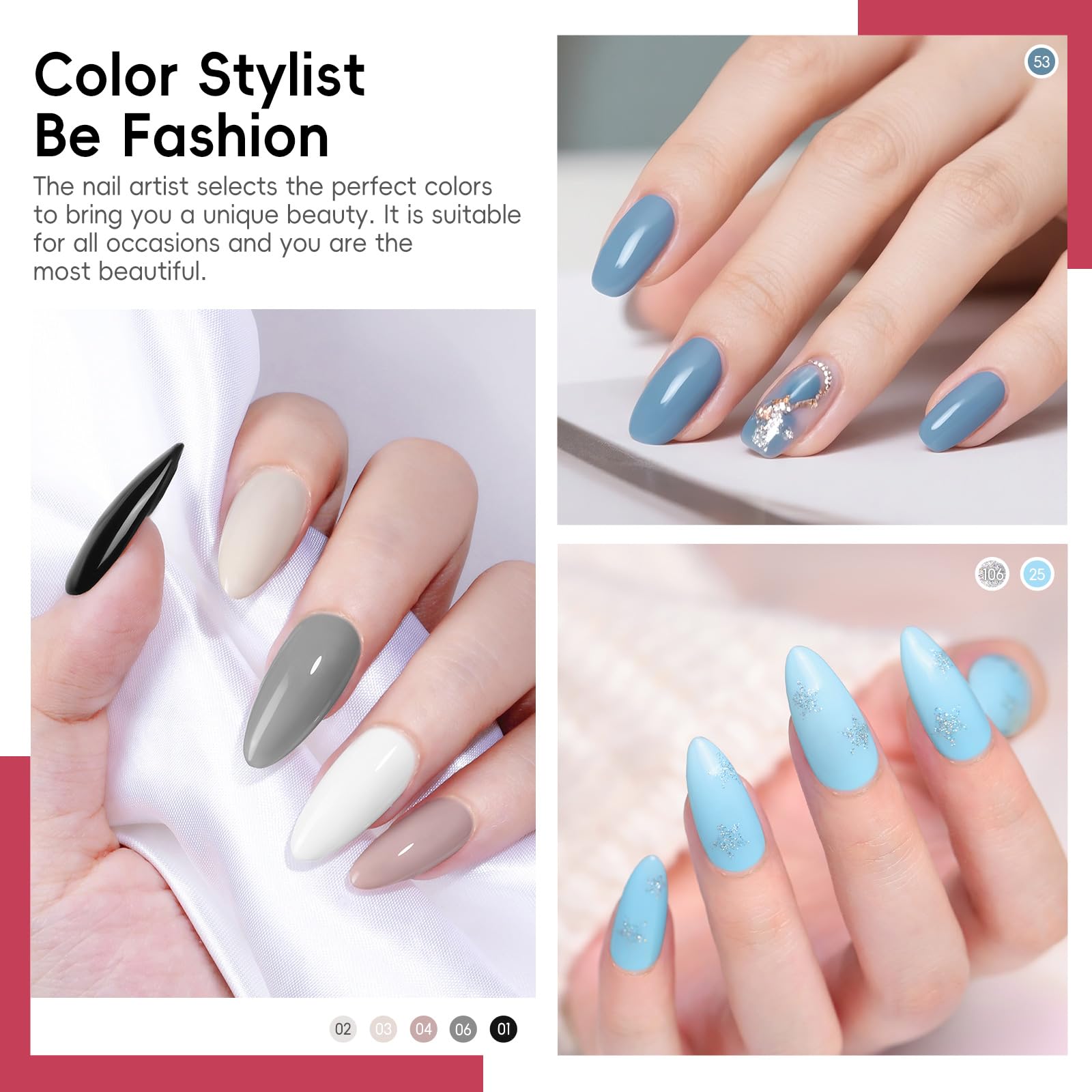 COSCELIA 40pc Gel Nail Polish Set – 35 Colors + Base & Top Coats for At-Home Manicures