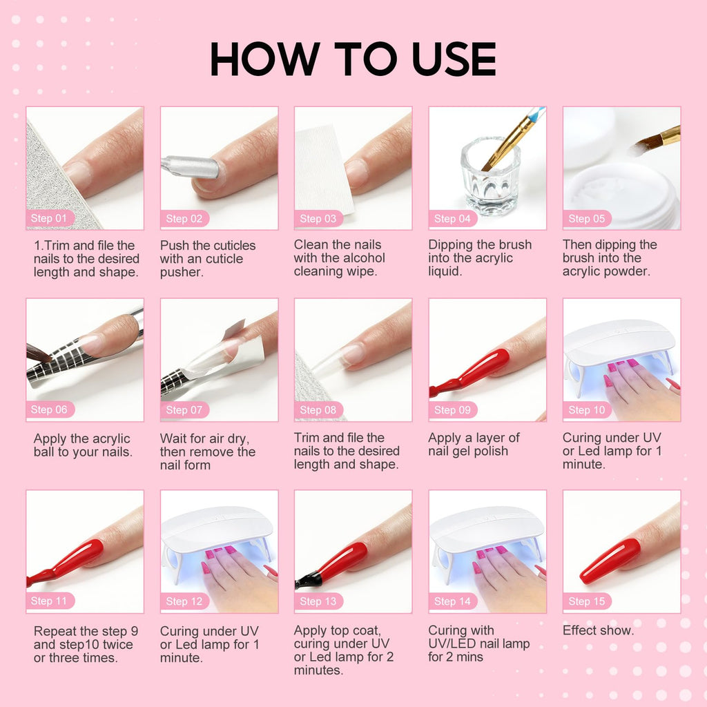 COSCELIA Acrylic Nail Kit for Beginners | All-in-One 3 Powders & 6 Gel Polishes