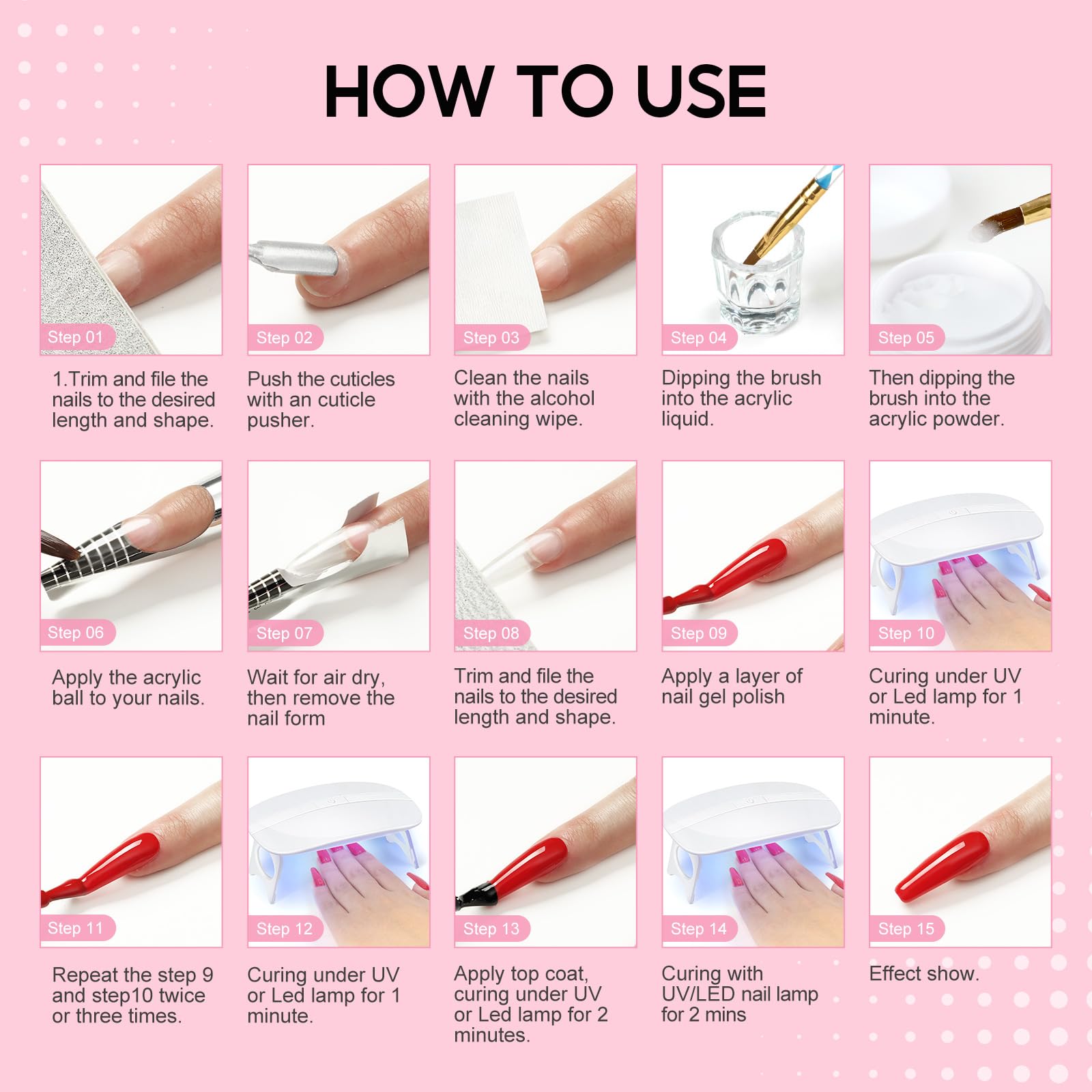 COSCELIA Acrylic Nail Kit for Beginners | All-in-One 3 Powders & 6 Gel Polishes