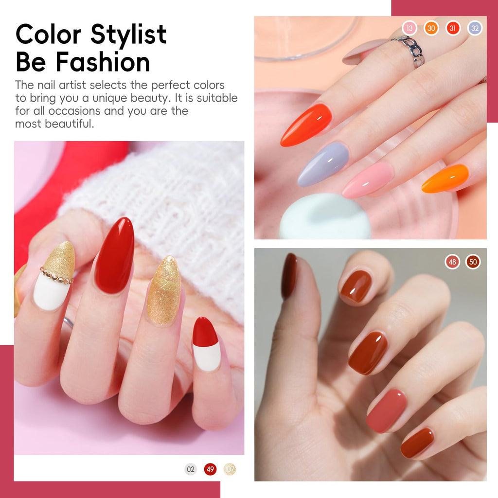 COSCELIA 40pc Gel Nail Polish Set – 35 Colors + Base & Top Coats for At-Home Manicures