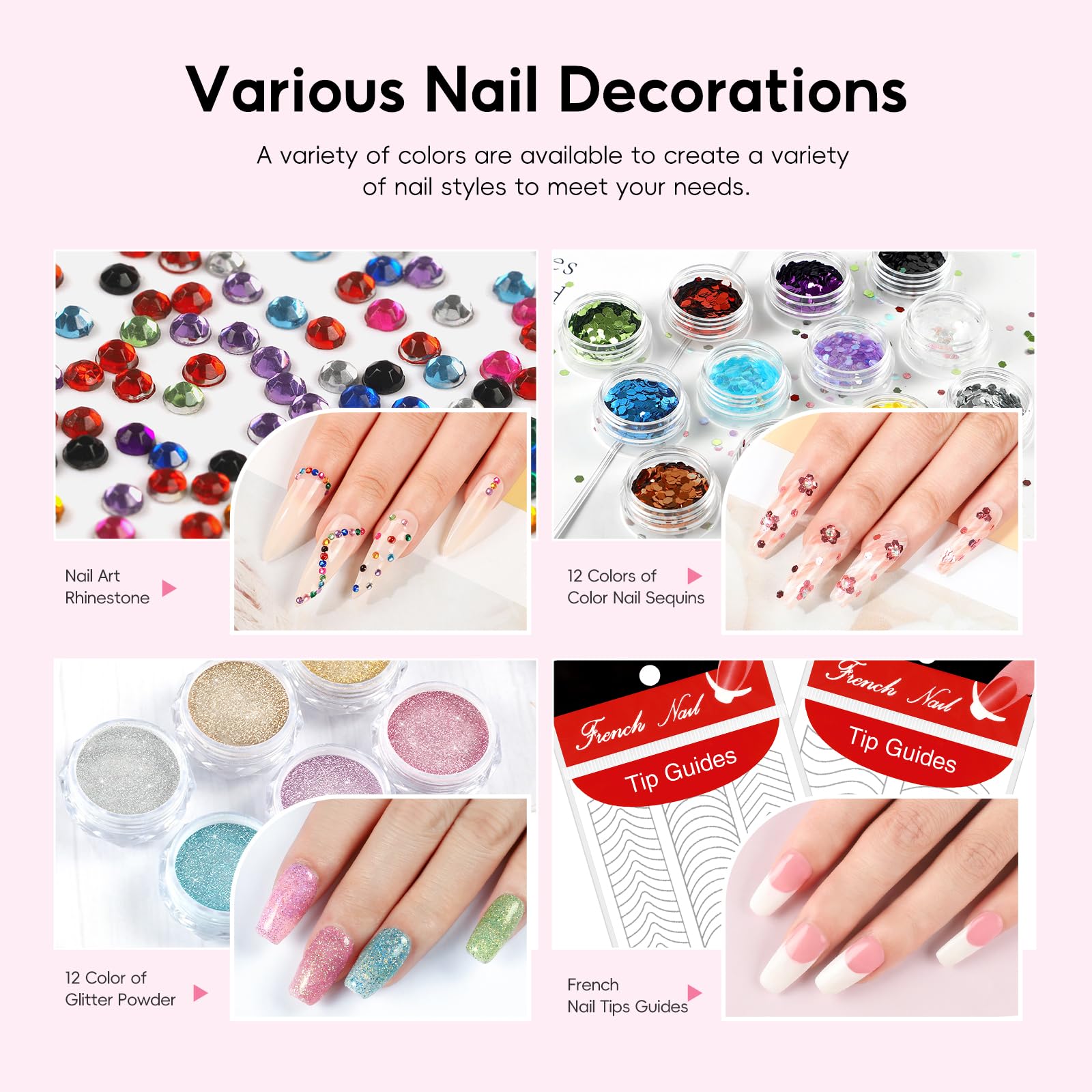 COSCELIA 58PCS Acrylic Nail Kit for Beginners | Complete Home Salon Set with UV Lamp, Drill & 24 Glitter Powders