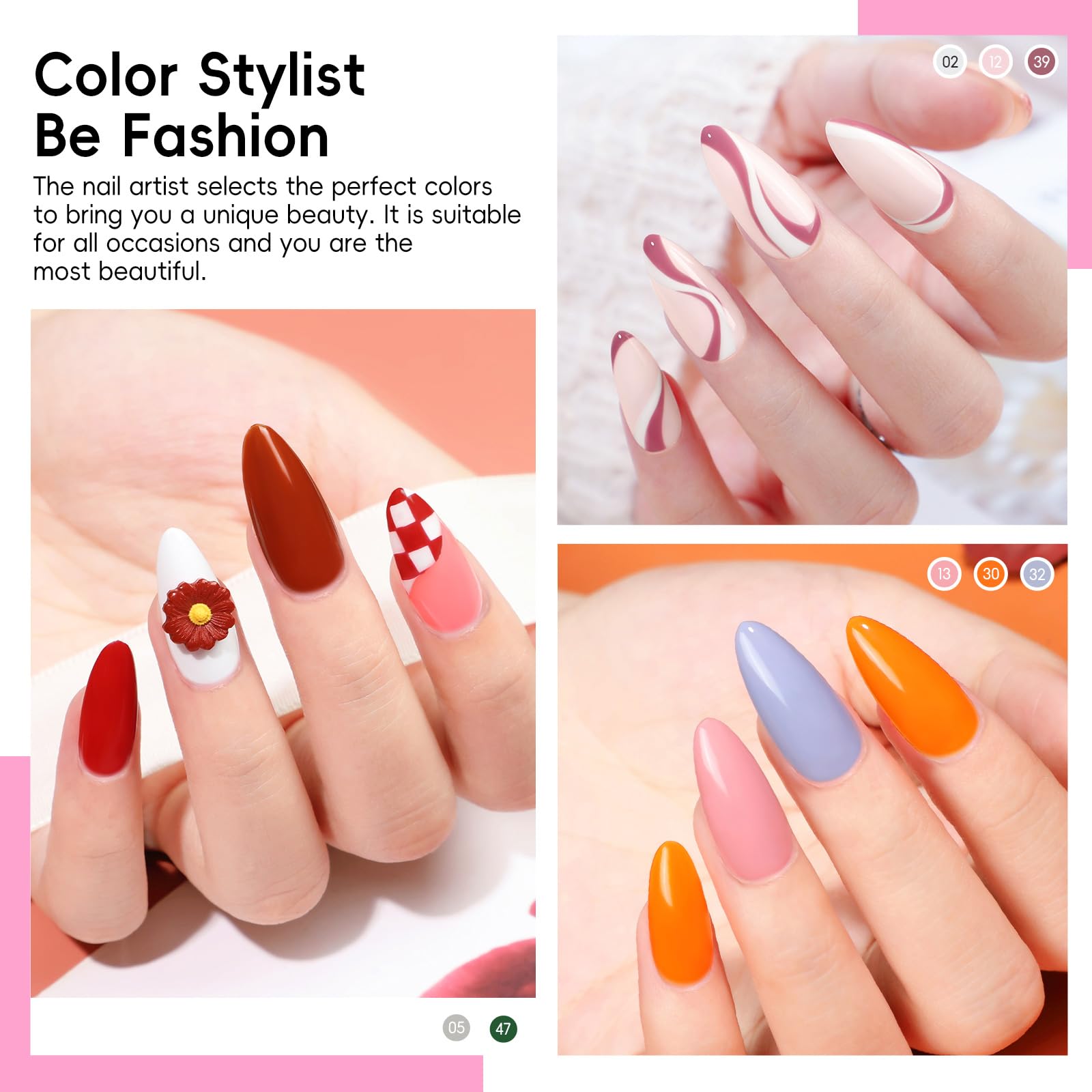 COSCELIA 40PCS Gel Nail Polish Set – 36 Winter Colors with Matte & Glossy Finishes, Base & Top Coat