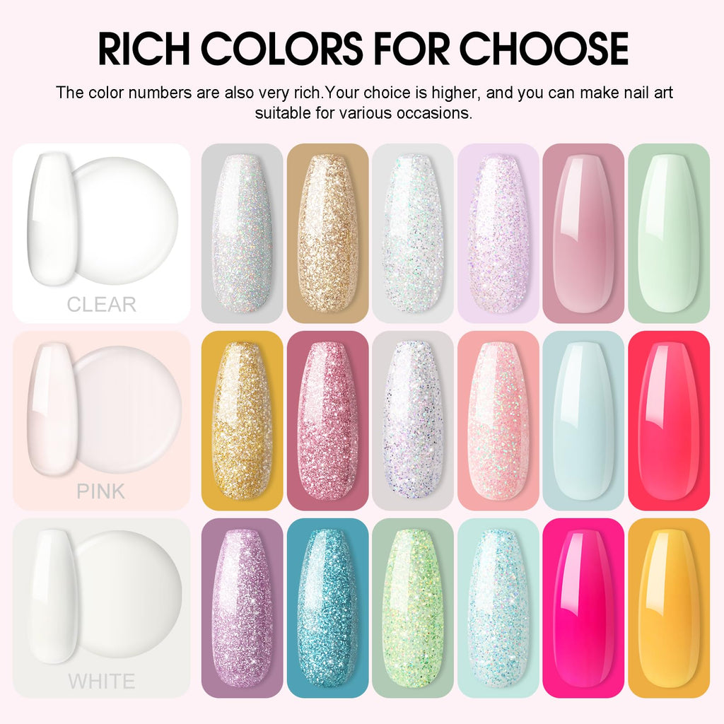 COSCELIA Acrylic Nail Kit for Beginners – All-in-One Professional Manicure Set with Powder, Glitter & Rhinestones