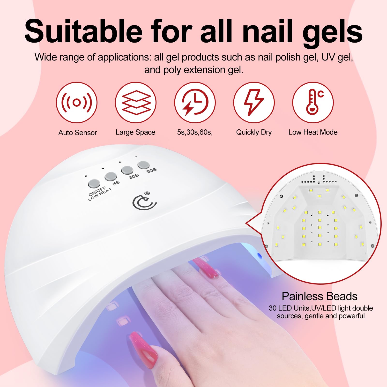 COSCELIA 57pcs Gel Nail Polish Kit with UV Light — 40 Colors, Soak-Off Top & Base Coats, Starter Set