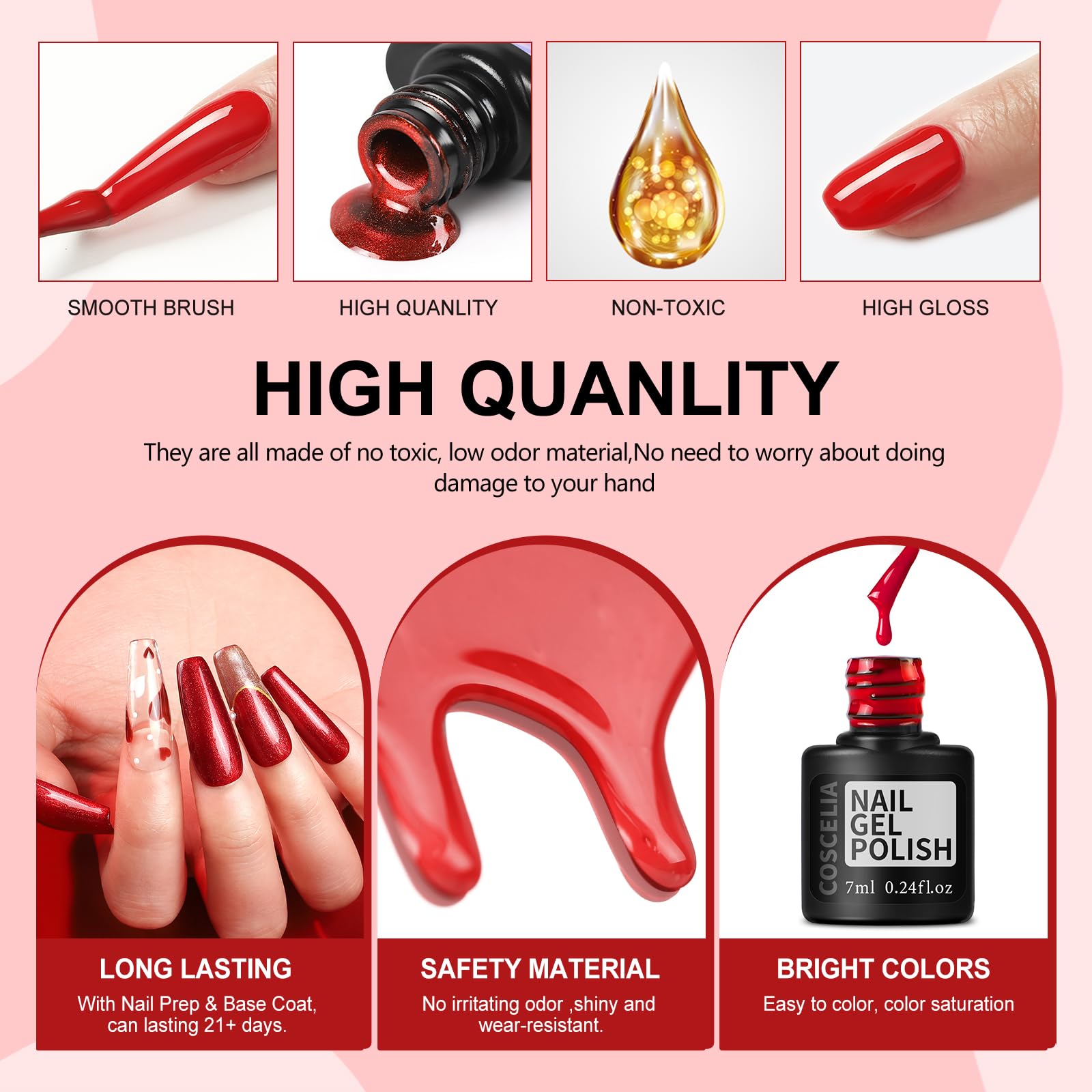 COSCELIA 57pcs Gel Nail Polish Kit with UV Light — 40 Colors, Soak-Off Top & Base Coats, Starter Set
