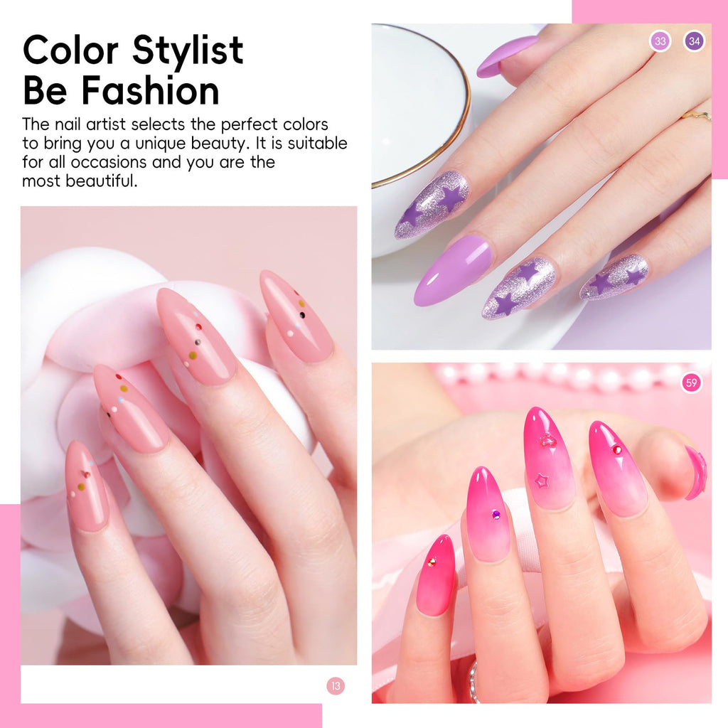 COSCELIA 40PCS Gel Nail Polish Set – 36 Winter Colors with Matte & Glossy Finishes, Base & Top Coat