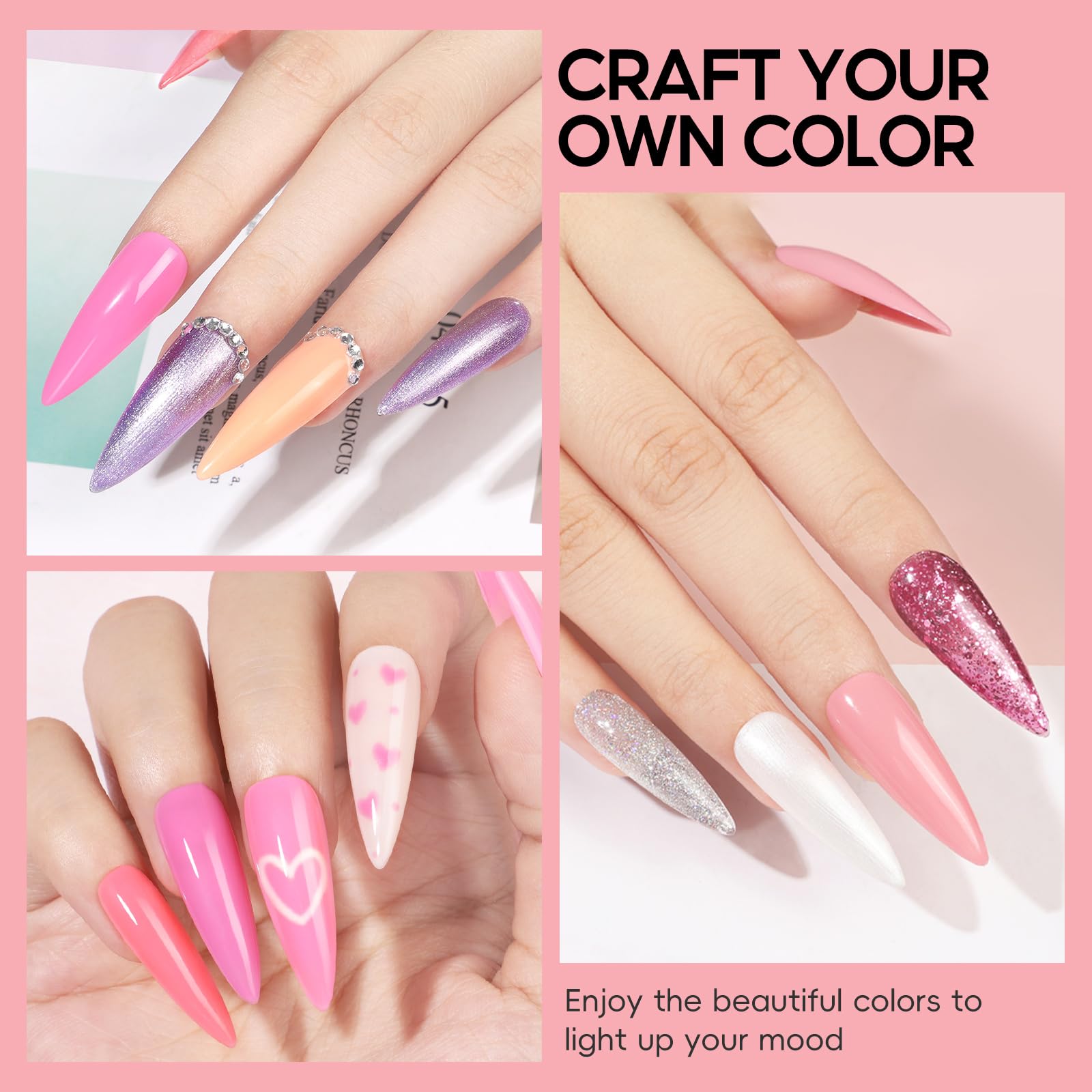 COSCELIA 52pcs Gel Nail Polish Kit with UV Light – 35 Colors Spring Cream Collection + 5 Top/Base Coats