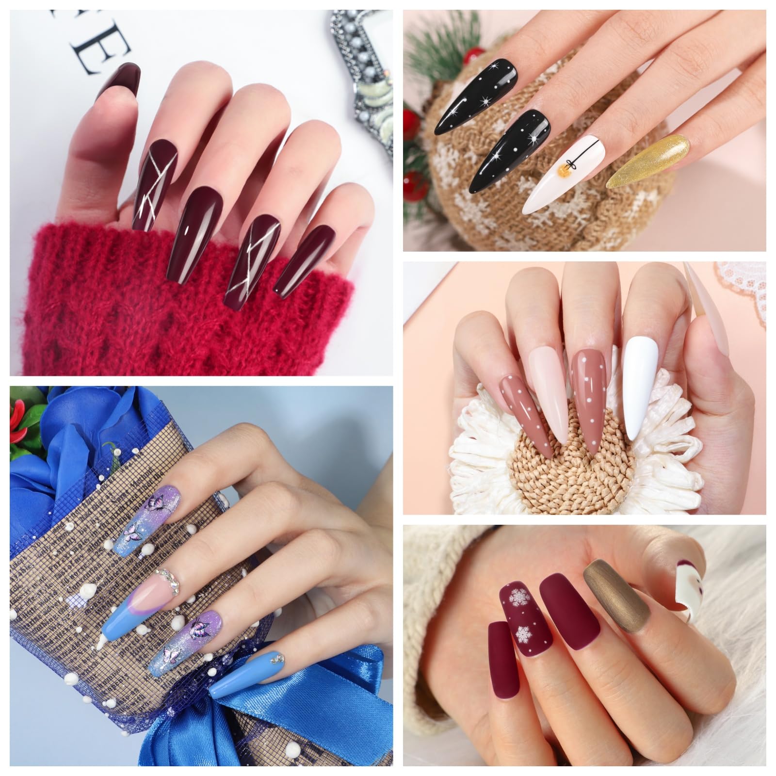 COSCELIA 40PCS Gel Nail Polish Set – 36 Winter Colors with Matte & Glossy Finishes, Base & Top Coat
