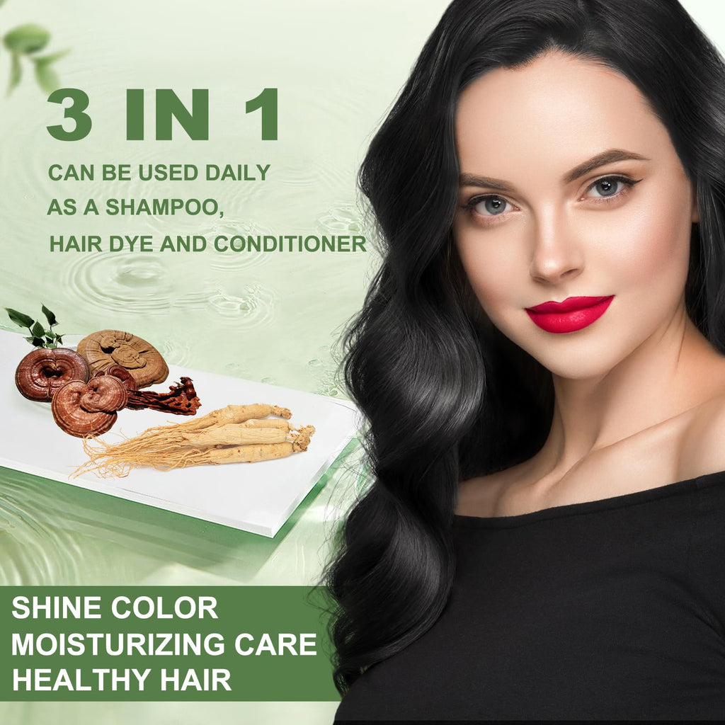 COSKOA Black Hair Dye Shampoo 3 in 1 – 100% Gray Coverage, Easy At-Home Color, 17.6 Fl Oz