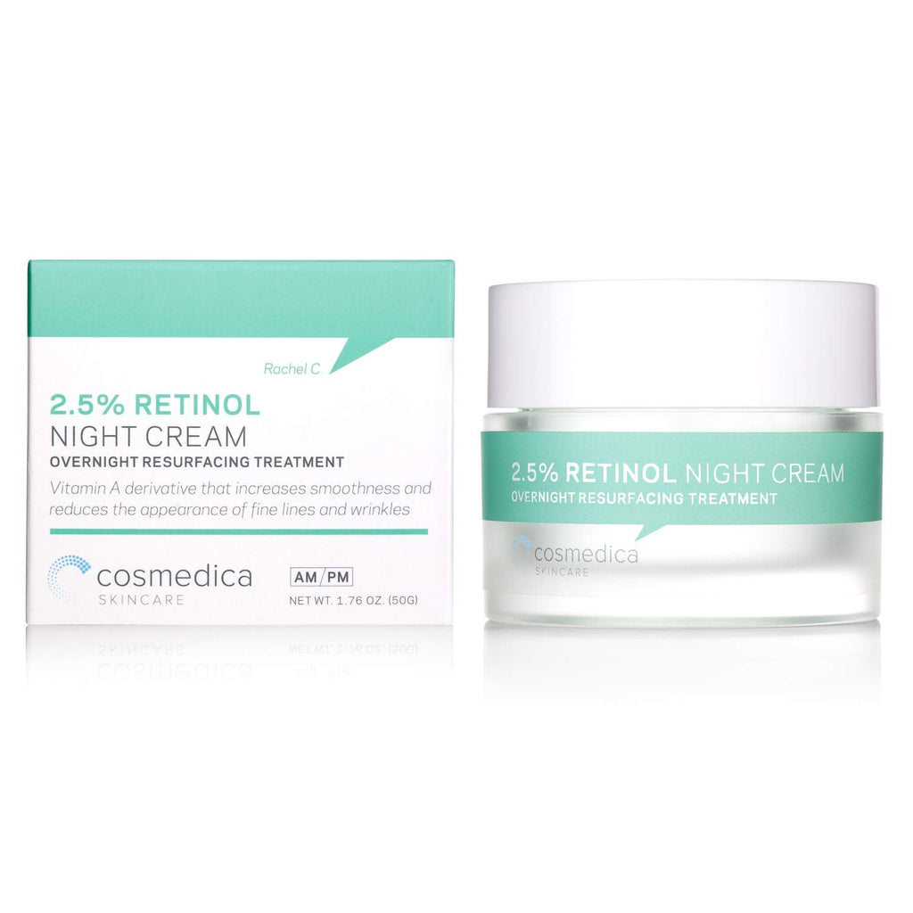 Cosmedica Skincare Retinol Night Cream – Vitamin A & Hyaluronic Acid, Daily Moisturizer (1.7oz)