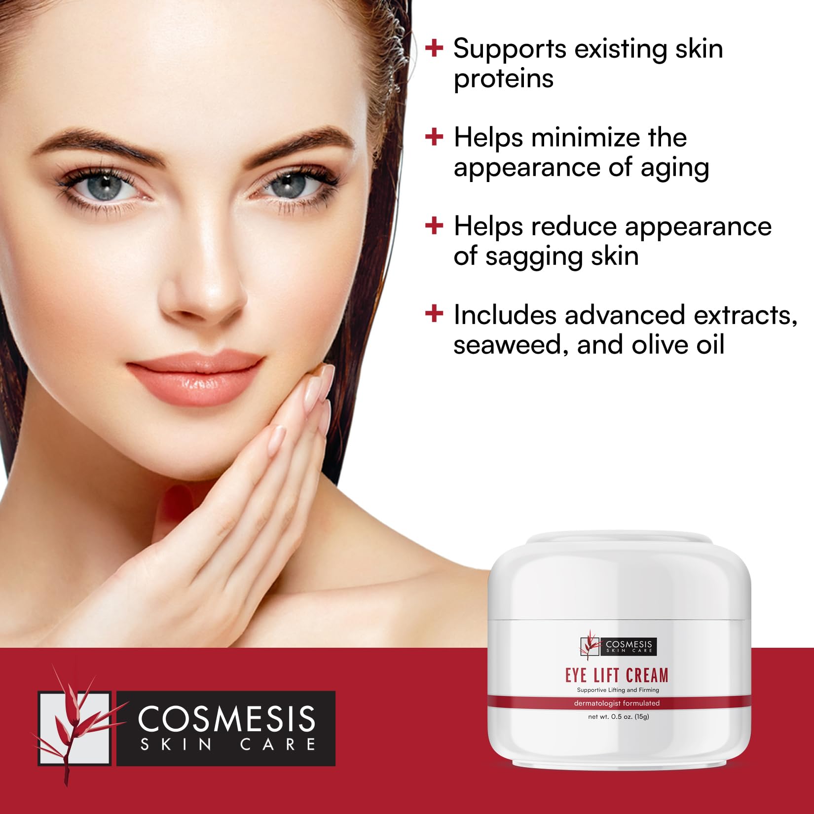 Cosmesis Eye Lift Cream – Lifts & Firms, Supports Collagen & Elastin, 0.5 fl oz