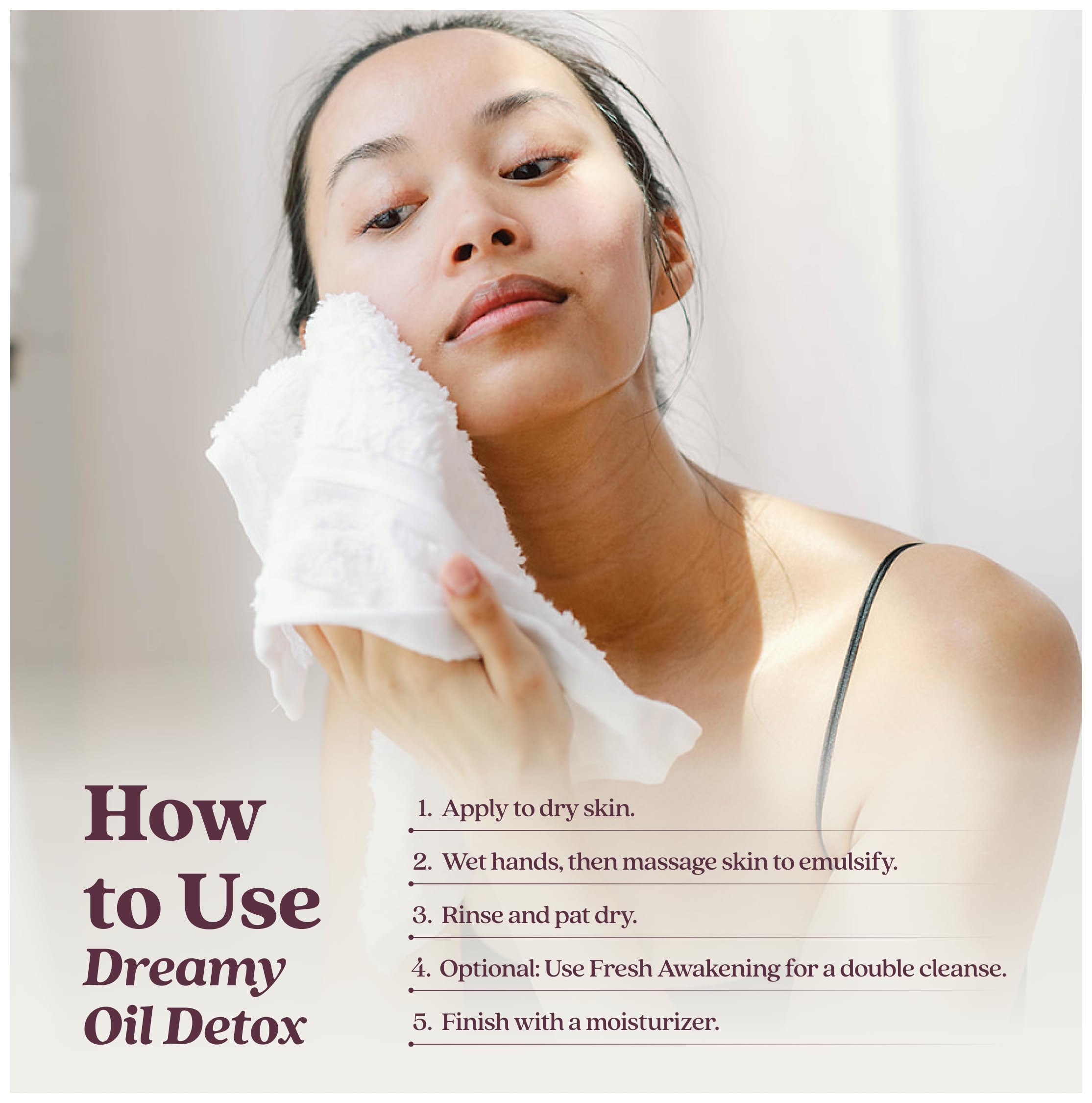 Cosmette Dreamy Deep Pore Cleansing Oil for Sensitive Skin | Vegan Makeup Remover & Hydrating Cleanser 1.7 fl oz
